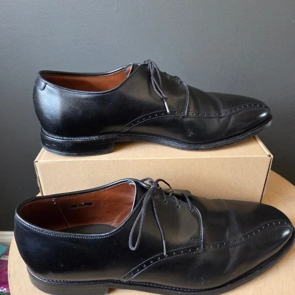 Allen Edmonds Wendell Black Leather Bicycle Toe Oxford‎ Dress Shoes Men 12 3E